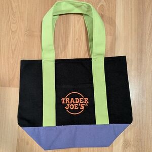 Trader Joe's Trick-or-Treat Canvas Tote - Black/Green/Purple/Orange